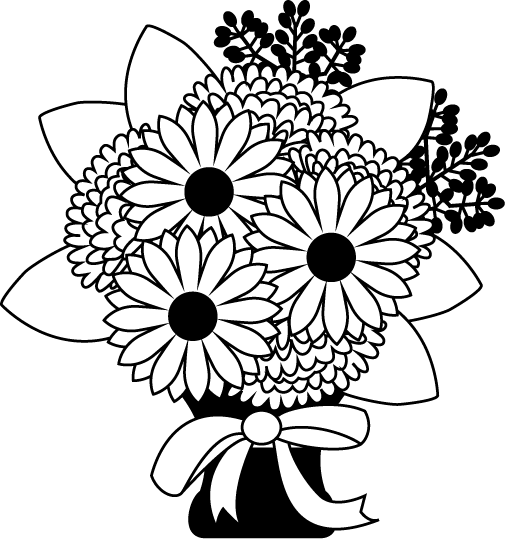 Flowers arrangements clipart black and white