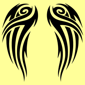 Tribal Art Wing Black In Yellow Design