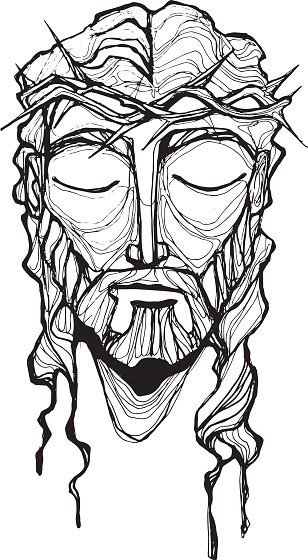 Jesus With Crown Of Thorns Drawing Clip Art, Vector Images ...