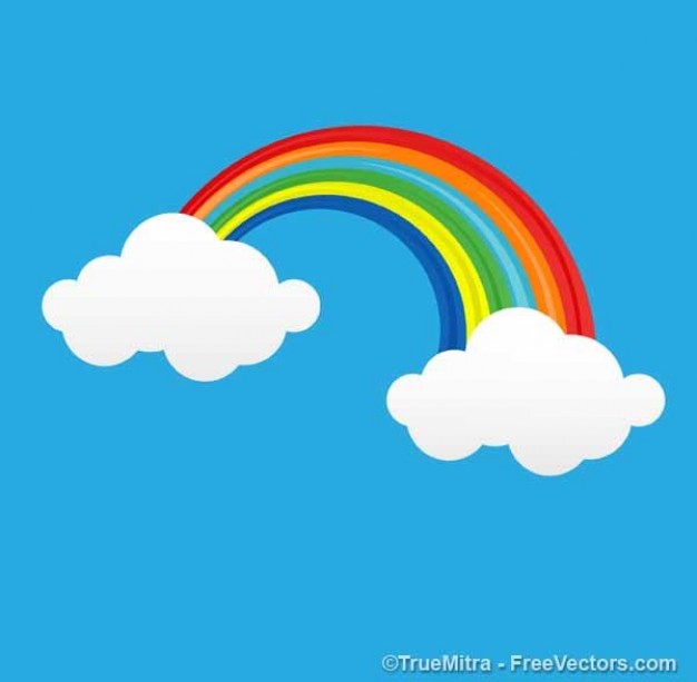 Cartoon rainbow with clouds Vector | Free Download