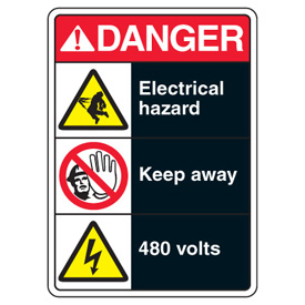 ANSI Multi-Message Safety Signs - Danger Electrical Hazard from ...