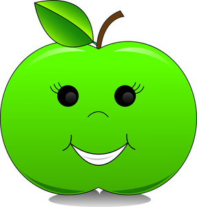 Apple Clipart Image - Happy Smiling Green Apple Fruit Character