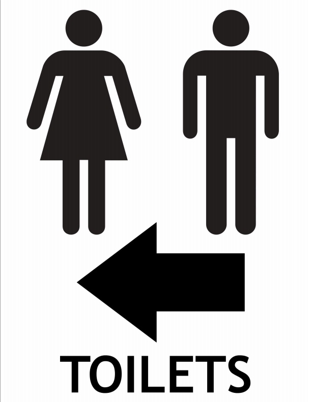 Toilets Left Arrow Sign