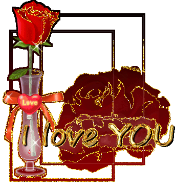 Love You Rose Glitter Animated Graphics