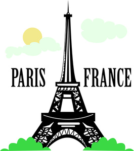 Paris Clipart Image - The Eiffel Tower in Paris France with the ...