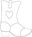Cowboy Boot Coloring Page Printable - Wild West Rodeo Graphic