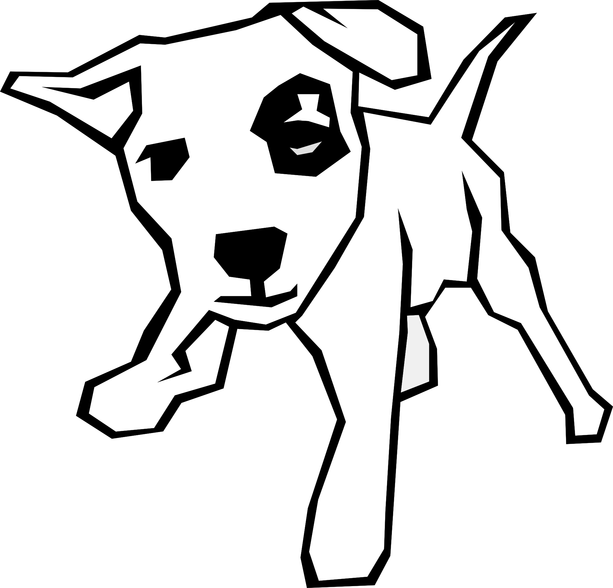 Clip Art: Dog 3 Drawn with Strai 1 Black White ...