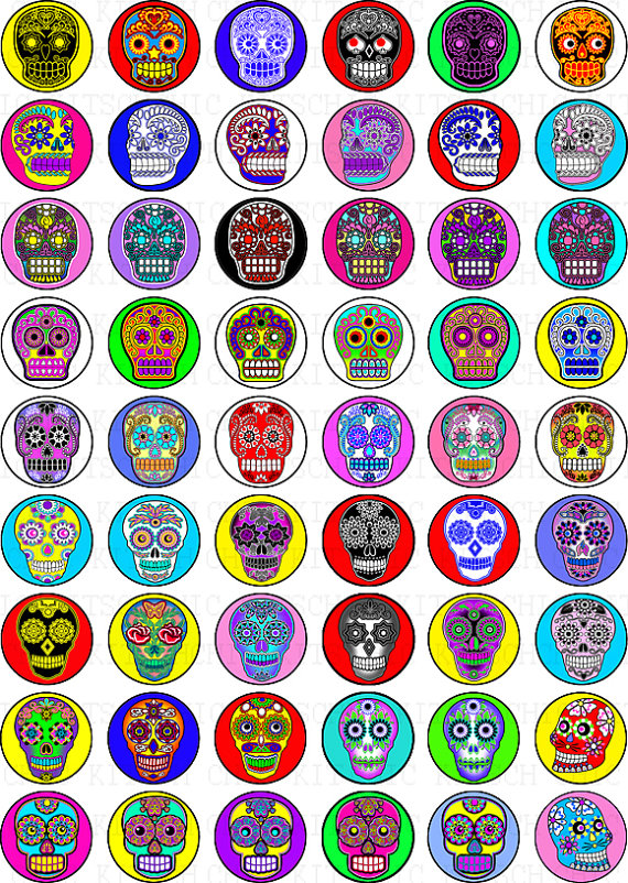 Sugar Skull Digital Pictures for Bottle Caps and 1 by ChicKitsch