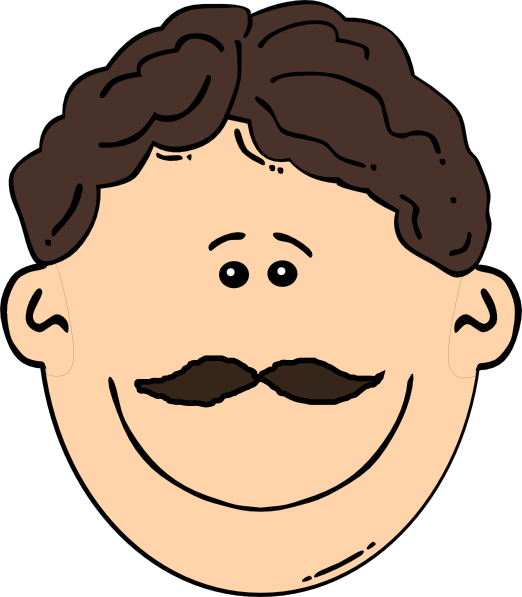 Smiling Brown Hair Man With Mustache Clip Art ...