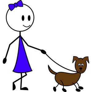 Dog On Leash Cartoon Clipart Image - Cartoon Stick Figure Gi ...