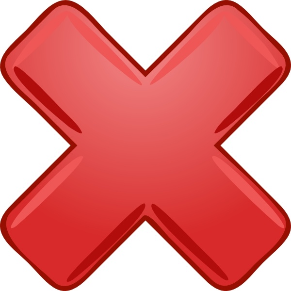 Red X Cross Wrong Not clip art Free vector in Open office drawing ...