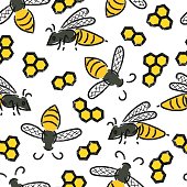 Illustration Bee Doodle Isolated On White Clip Art, Vector Images ...