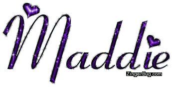 Maddie Purple Glitter Name With Hearts Glitter Graphic, Greeting ...