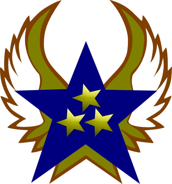 Blue Star With 3 Gold Star And Wings Clip Art ...