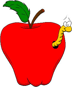 Worm in apple clipart