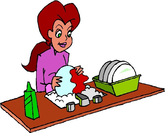 Mother Washing Dishes Clipart