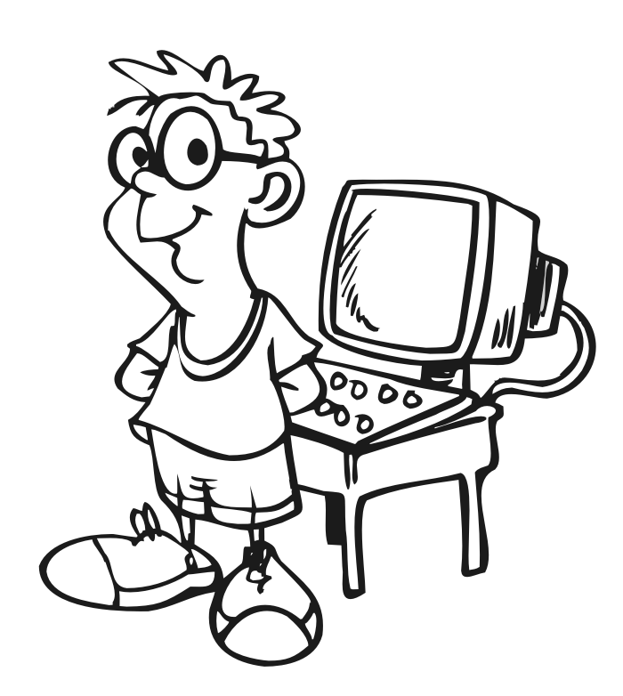 computer coloring page family