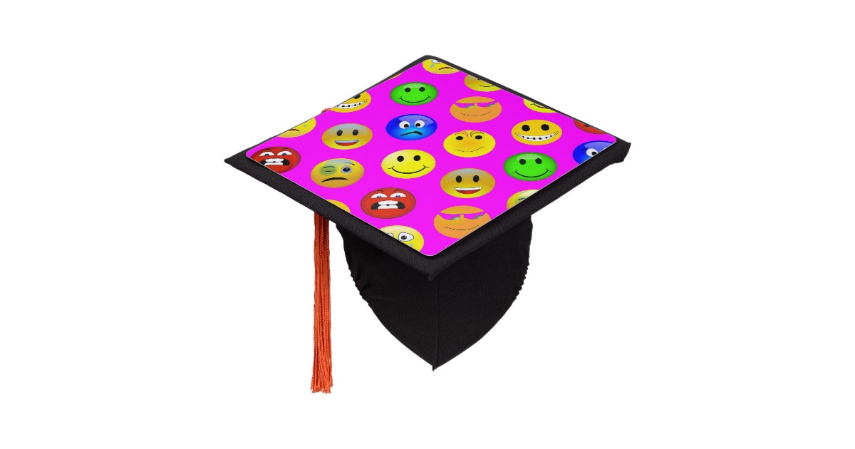 Pink Emoji Smiley Faces Graduation Cap | Zazzle