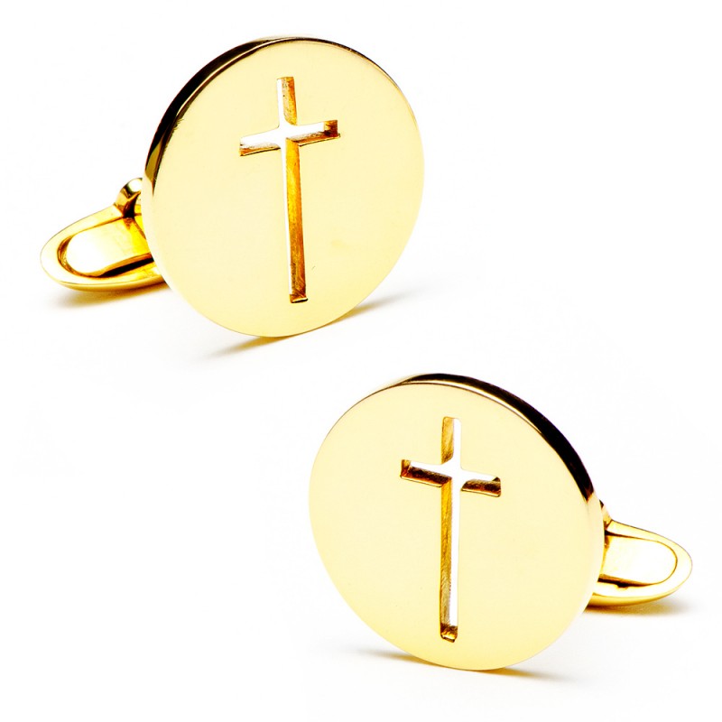 Round 18K Gold Cut Out Cross Cufflinks ClipArt Best