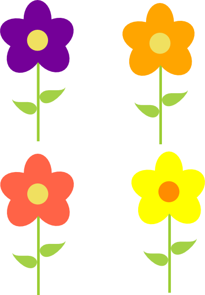 Spring Flowers Multi Colors Clip Art - vector clip ...