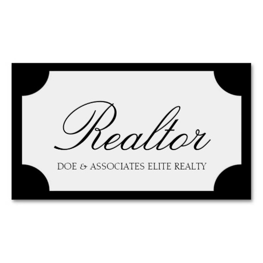 Realtor Script Black/White Plaque Business Card Template from Zazzle.