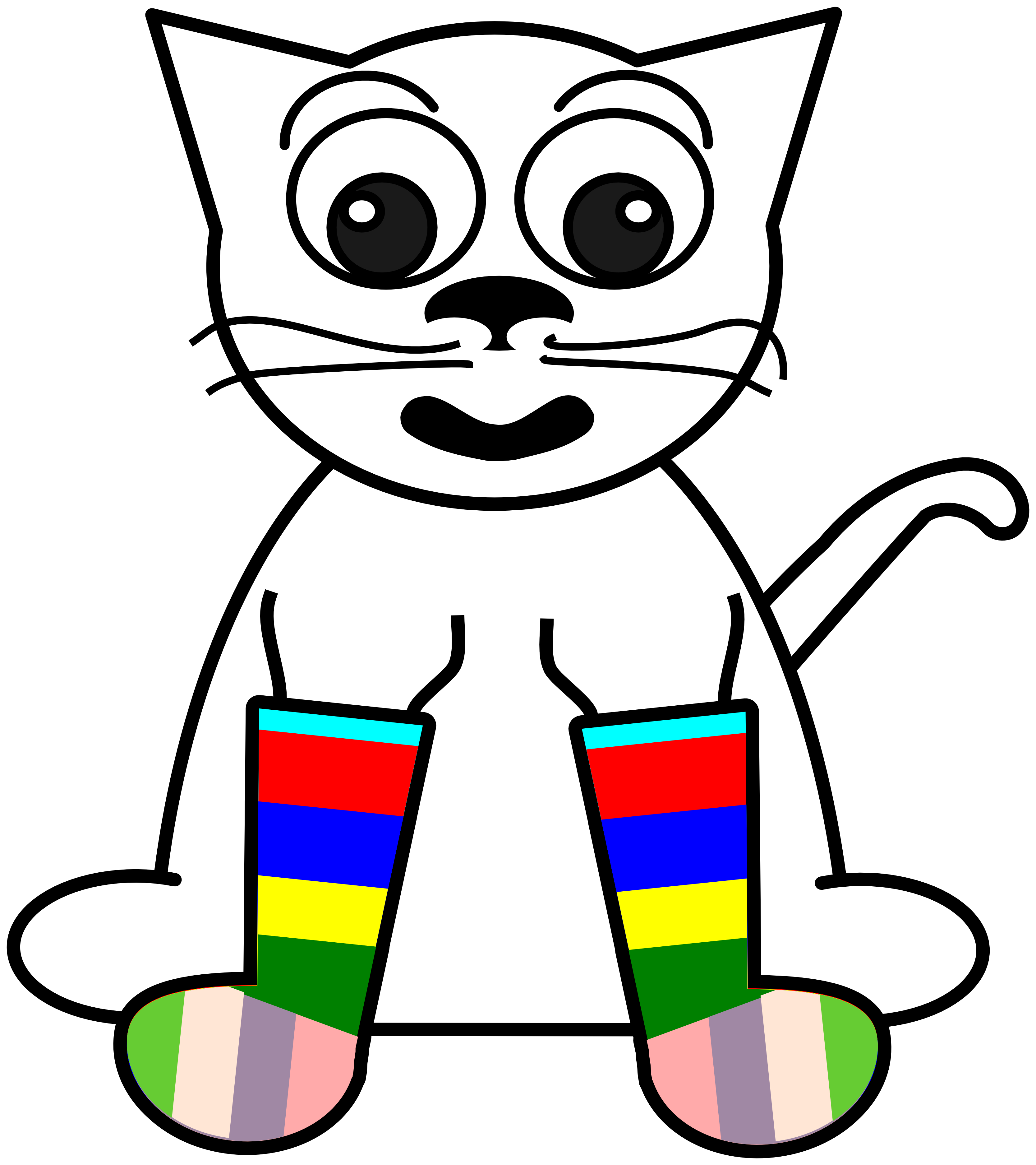 Clip Art: Cat in Rainbow Socks Bw Christmas Xmas ...