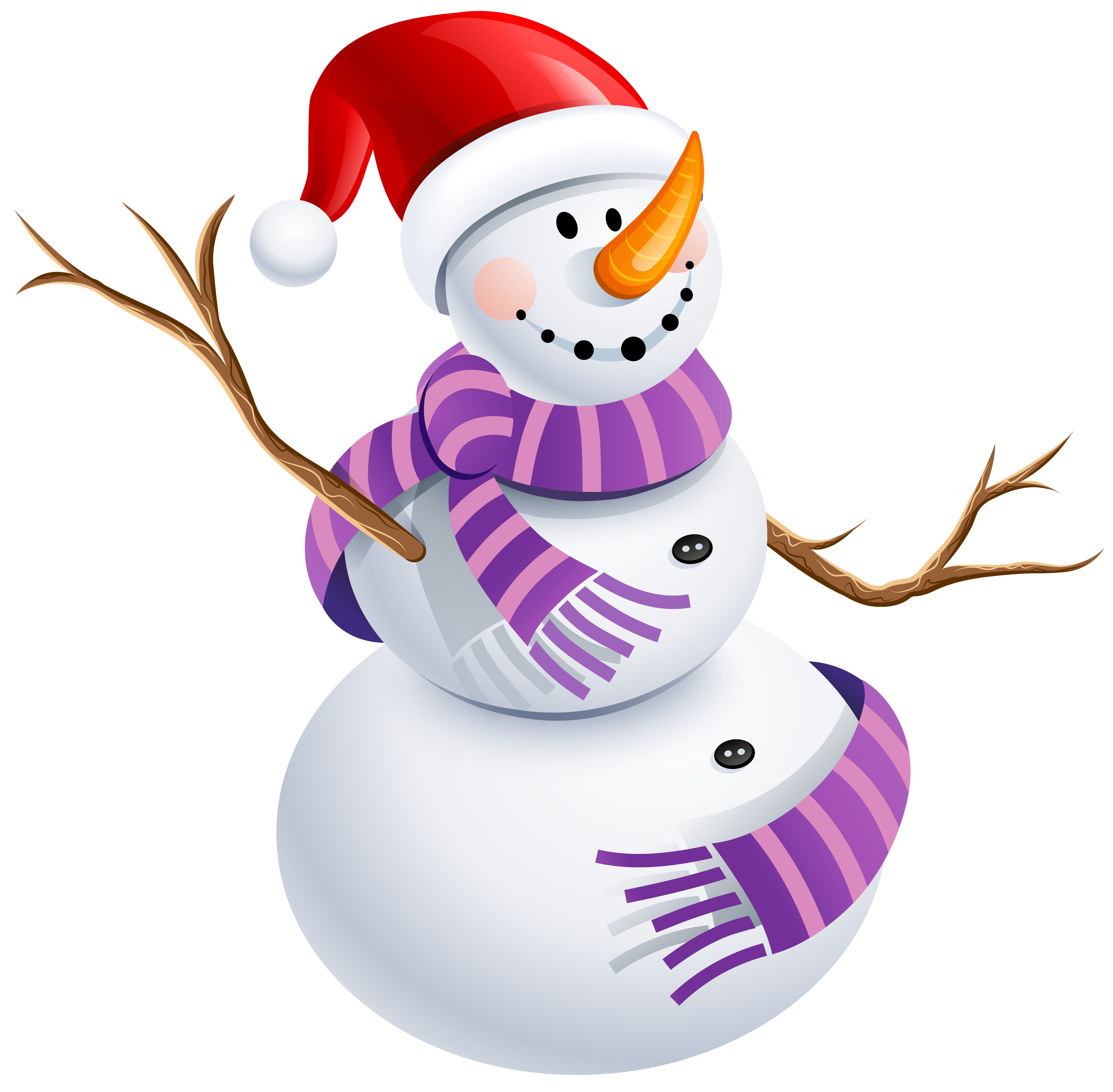 Snowman with Purple Scarf PNG Picture