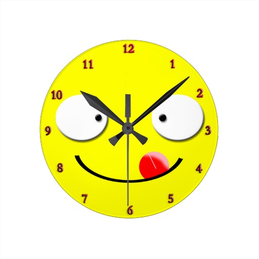 cartoon smiley face funny smile yum round clock from Zazzle. ClipArt