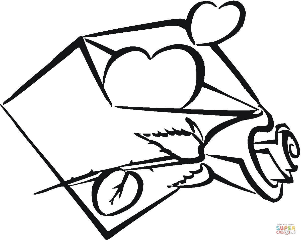 My Heart is in Envelope coloring page | Free Printable Coloring Pages