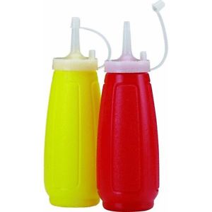 Ketchup Mustard Dispenser Squeeze Bottle Set Condiment with Cap
