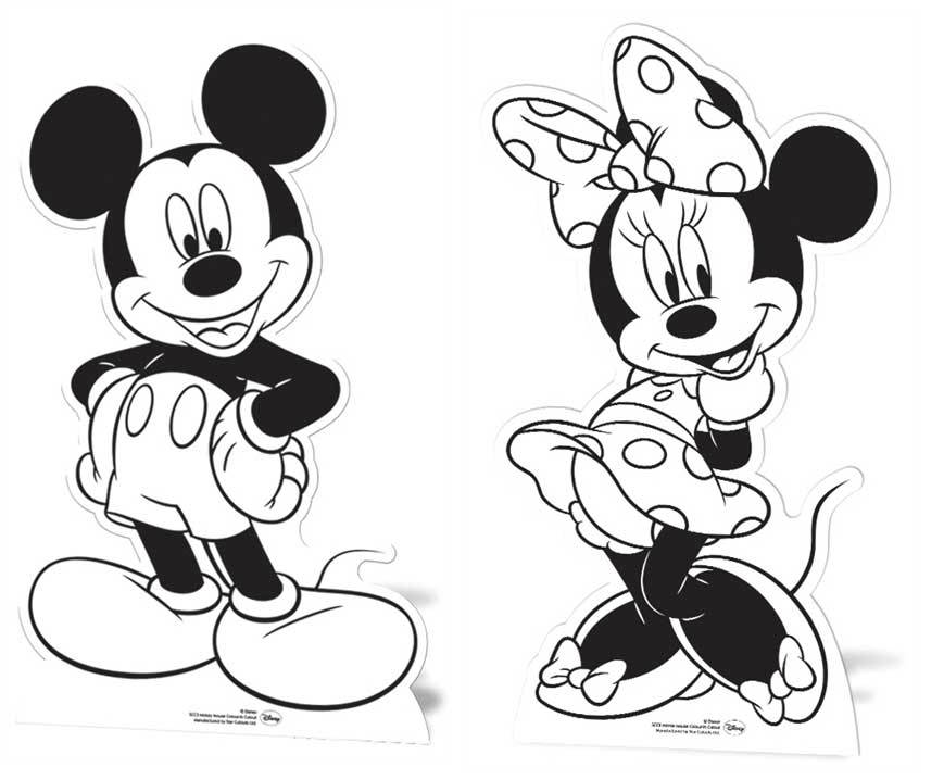 Mickey Mouse & Minnie Mouse set of 2 Colour and Keep Cardboard ...