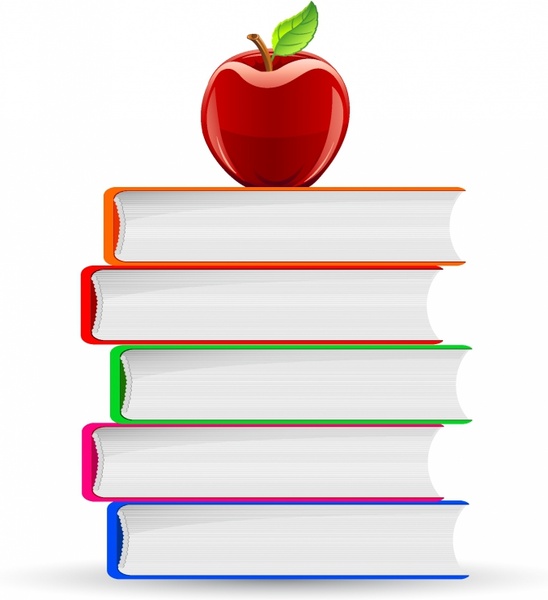 Stack of books with apple clipart