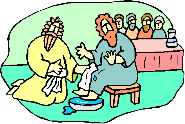 Jesus washing disciples feet clipart