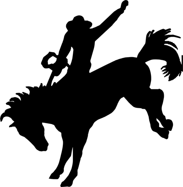 Cowboy riding bucking horse clipart silhouette
