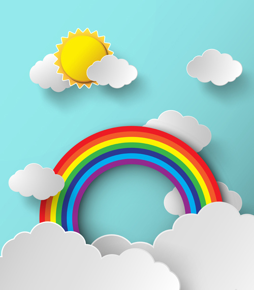 Beautiful rainbow and cloud vector background Free vector in ...