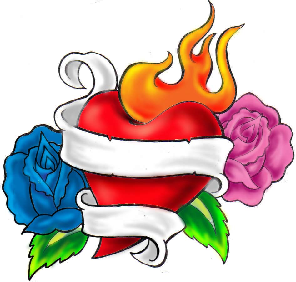 Drawings Of Hearts With Flames - ClipArt Best