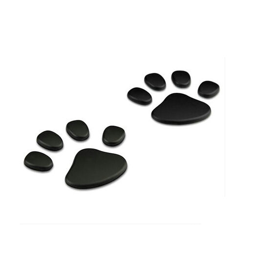 Pair metal 3d bear paw car stickers lovely cartoon dog footprints ...