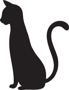 Free black and white cat sitting outline clipart