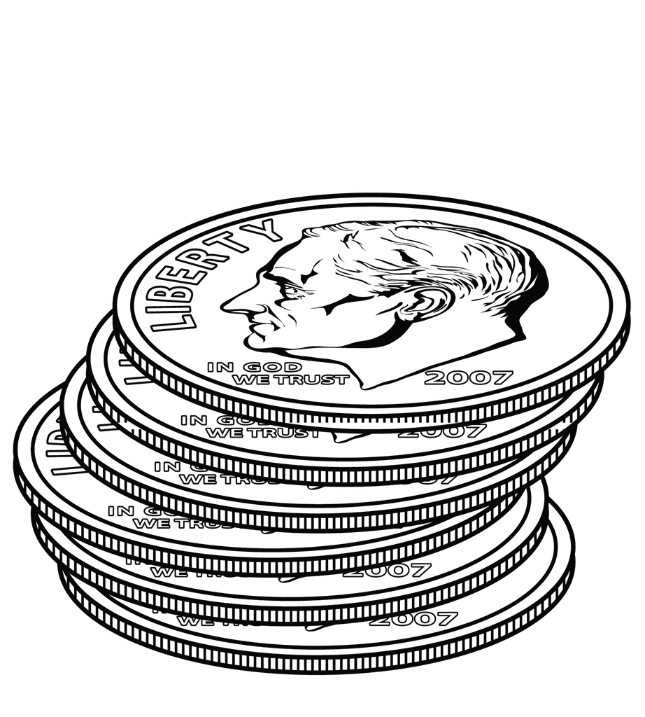 Pile of money clipart black and white