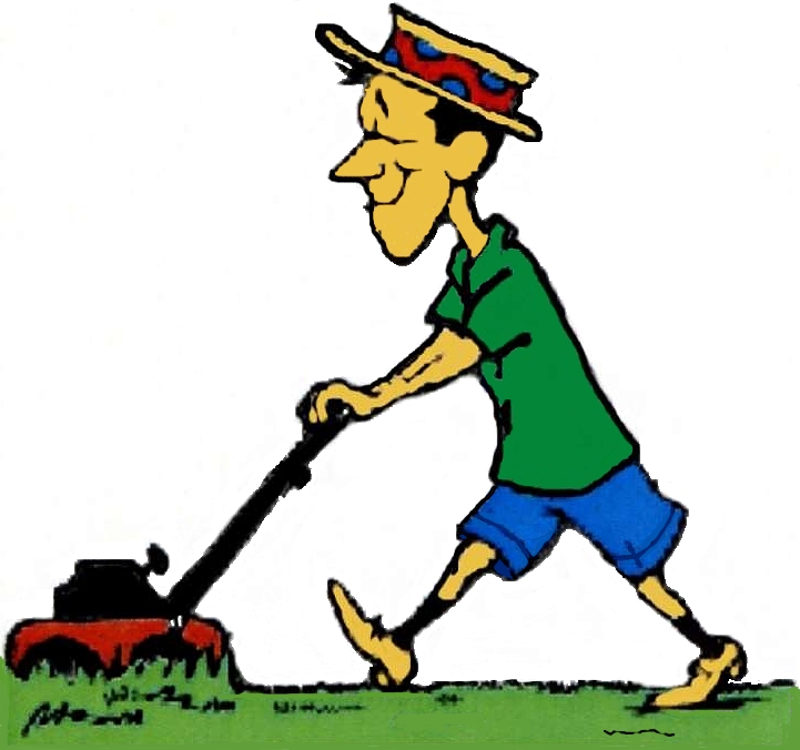 Man Mowing Lawn Clipart