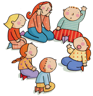 Kids group discussion clipart
