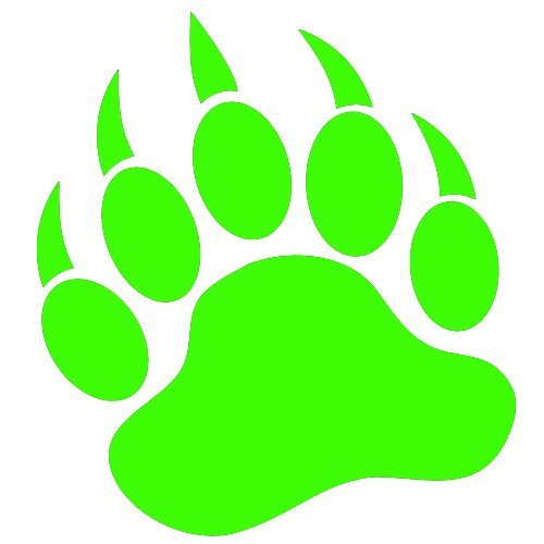 GRIZZLY BEAR PAW PRINT 3.5" LIME GREEN Vinyl Decal ...