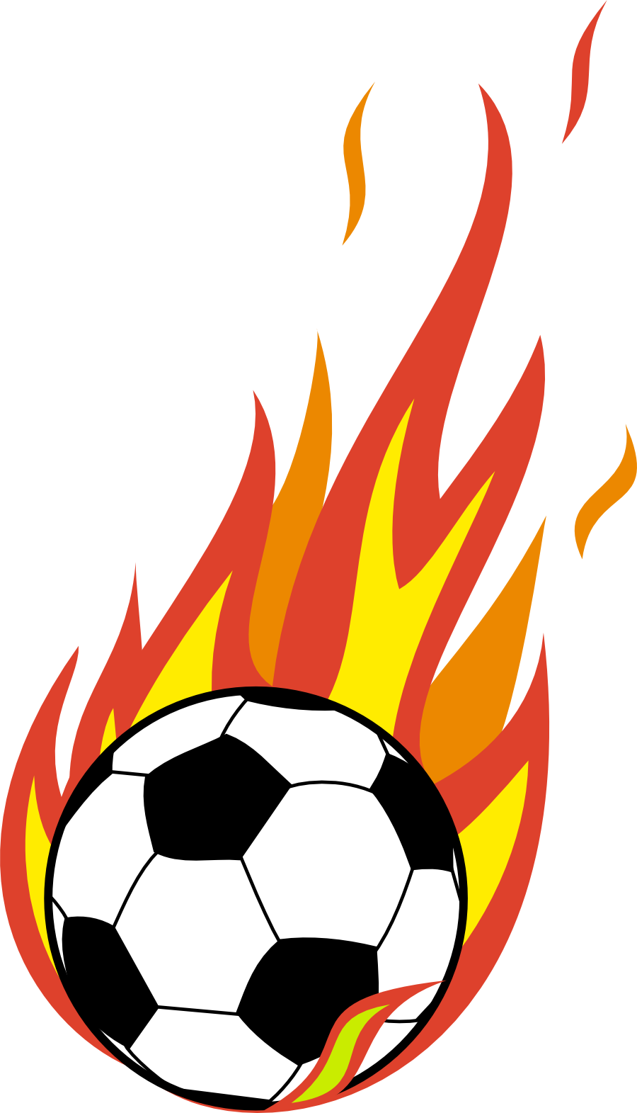 Soccer ball with flames clipart