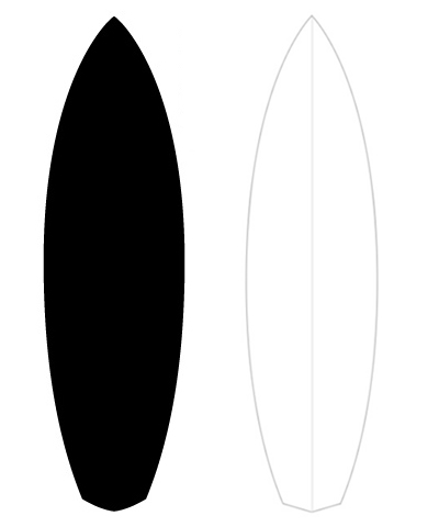 Outline of surfboard clipart