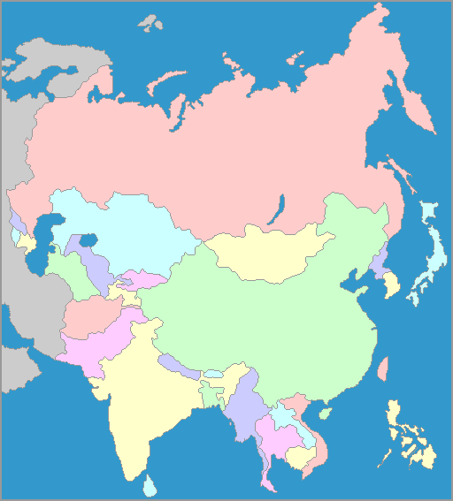 Interactive Map of Asia: Asia Map showing countries and seas