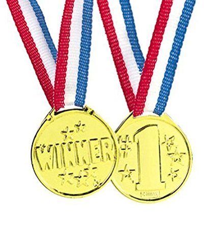 Amazon.com: Fun Express Gold Tone Winner Award Medals - 12 Pieces ...