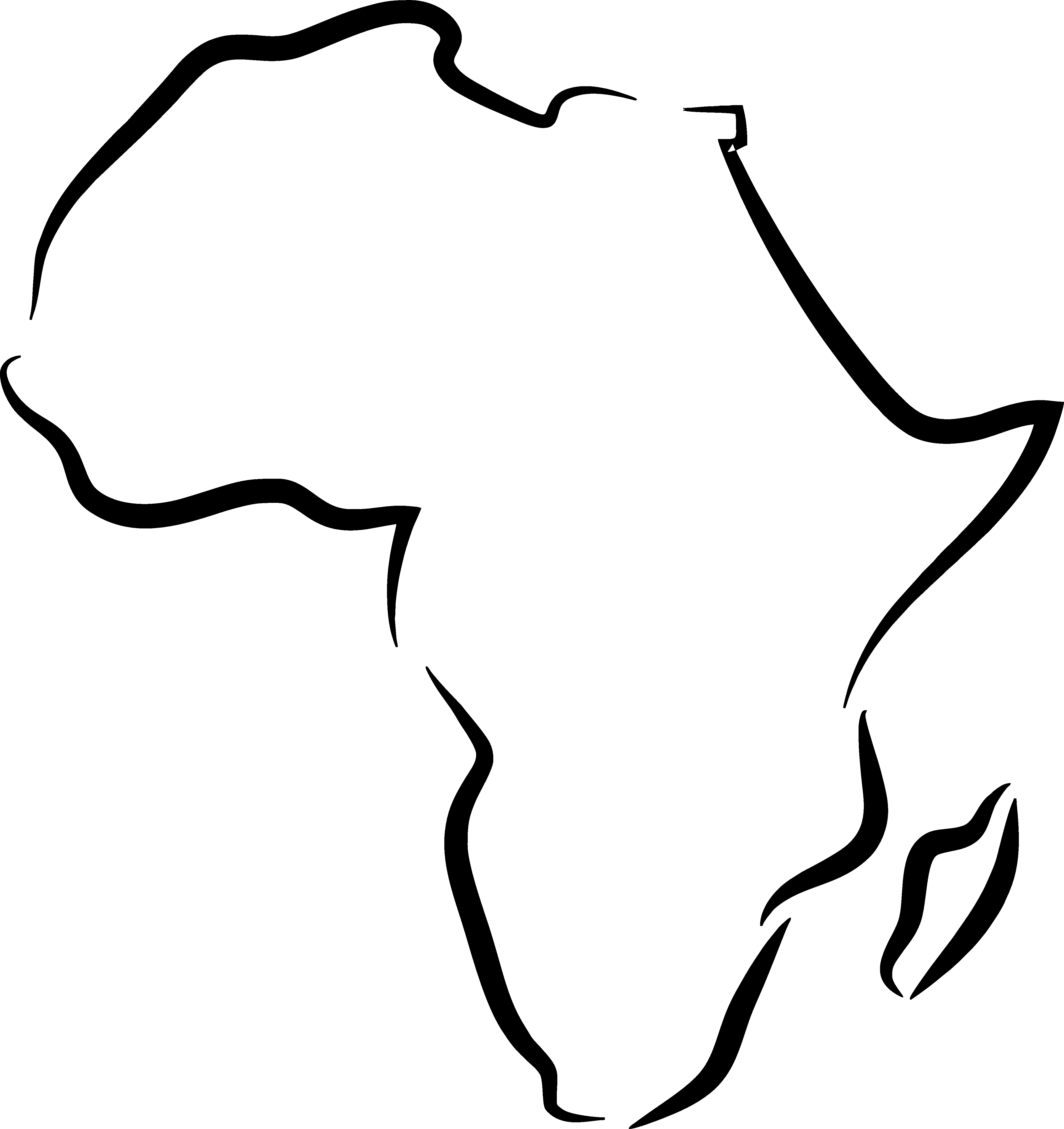 Global african map clipart black and white