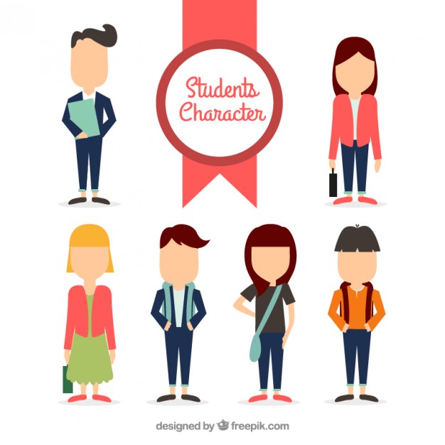 Student Character Collection Vector | Free Download