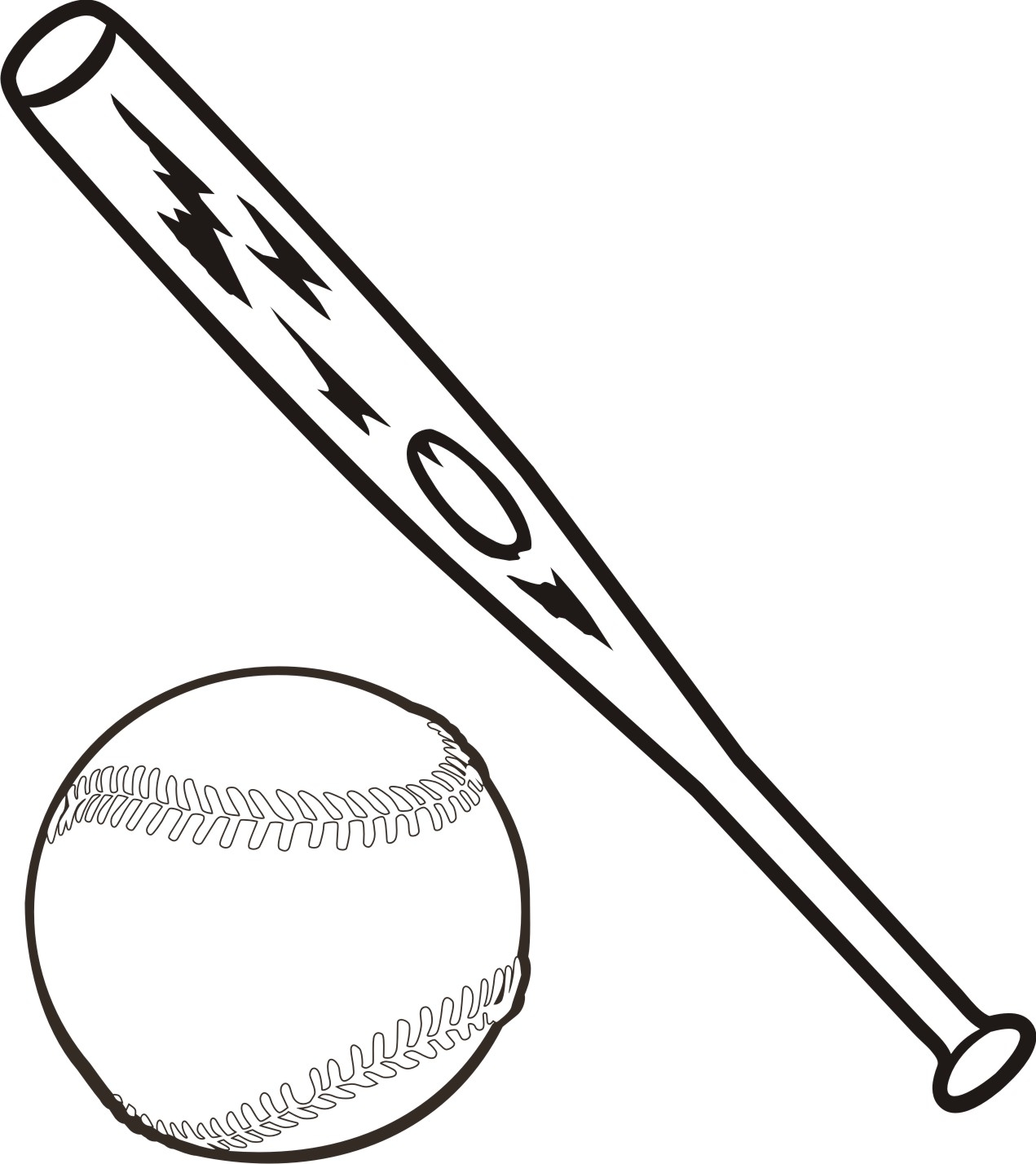 Baseball Bat And Ball Clipart Black And White