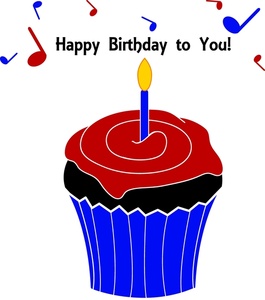 Happy Birthday Clipart Image - A Chocolate Cupcake With Red ...